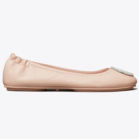 Tory Burch $298 Minnie Pavé Travel Ballet Flats Shell Pink MANY SIZES - Picture 4 of 8